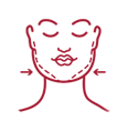 Jowls developing in the cheeks and jaw